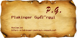 Plakinger Györgyi névjegykártya